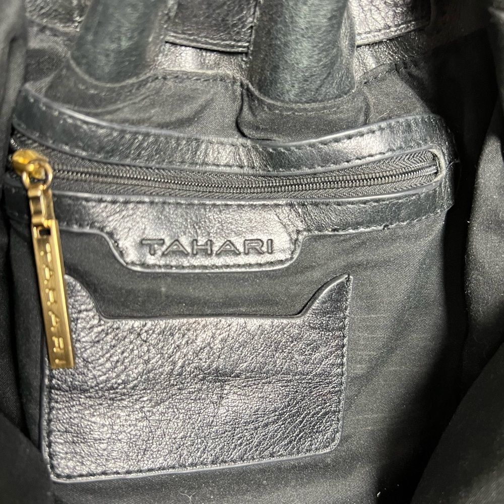 CLEAROUT! Black Tahari Leather Bucket Bag GUC - Picture 7 of 9